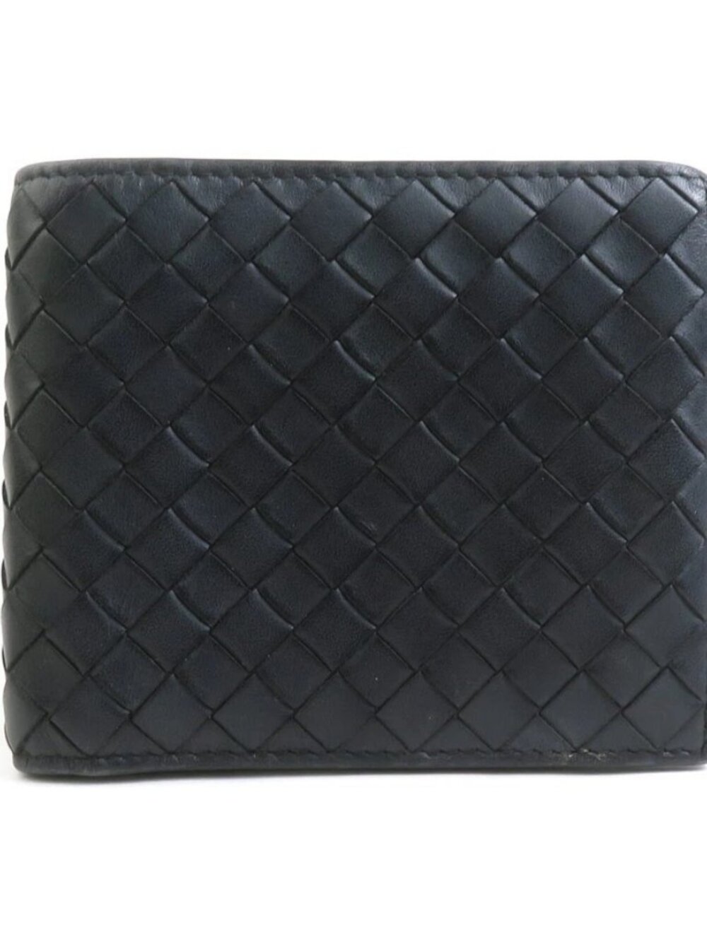 BOTTEGAVENETA Intrecciato Bifold Wallet Black Leather -